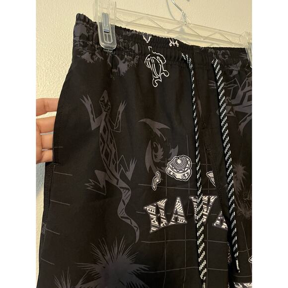 Favant Hawaii Men’s Small Black Shorts Swim Trunks Island Hula Girl Turtle - Picture 2 of 10